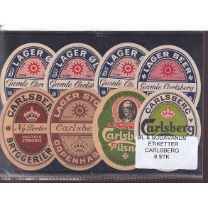 �l og Sodavands Etiketter - Carlsberg - 8 Stk.