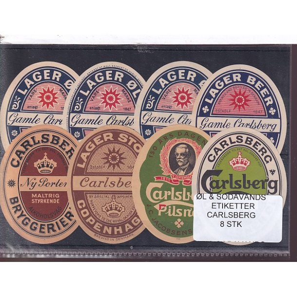 �l og Sodavands Etiketter - Carlsberg - 8 Stk.