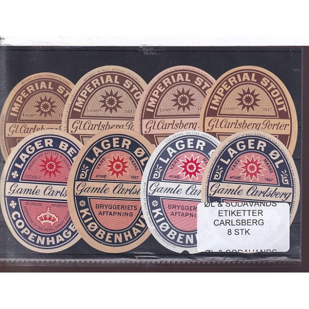 �l og Sodavands Etiketter - Carlsberg - 8 Stk.