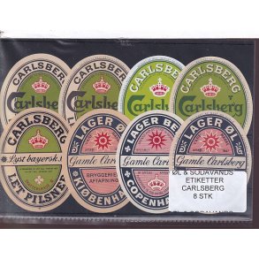 �l og Sodavands Etiketter - Carlsberg - 8 Stk.