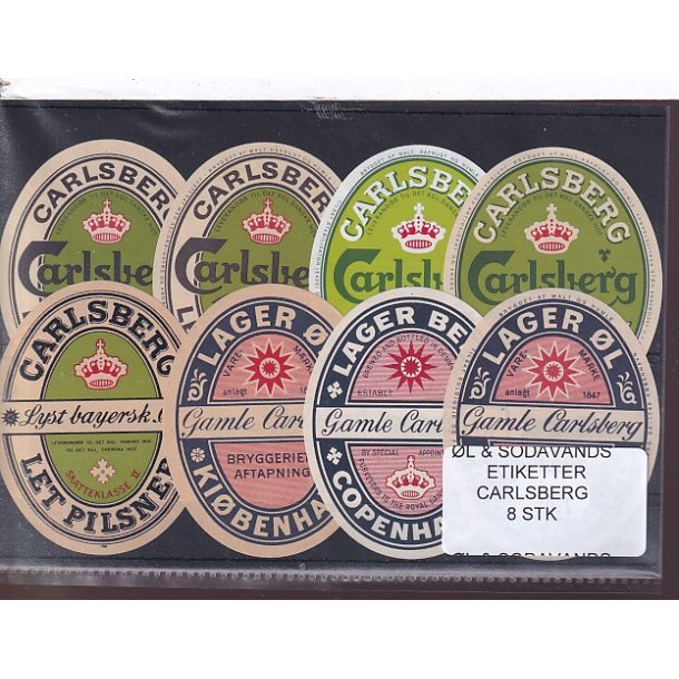 �l og Sodavands Etiketter - Carlsberg - 8 Stk.