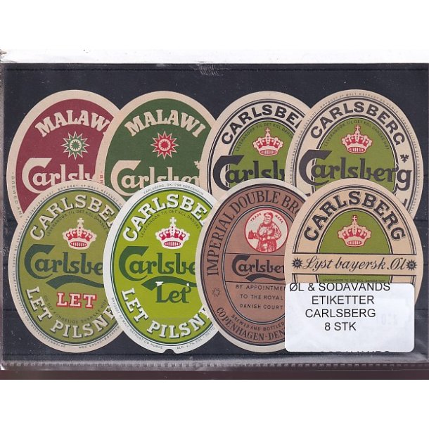 �l og Sodavands Etiketter - Carlsberg - 8 Stk.