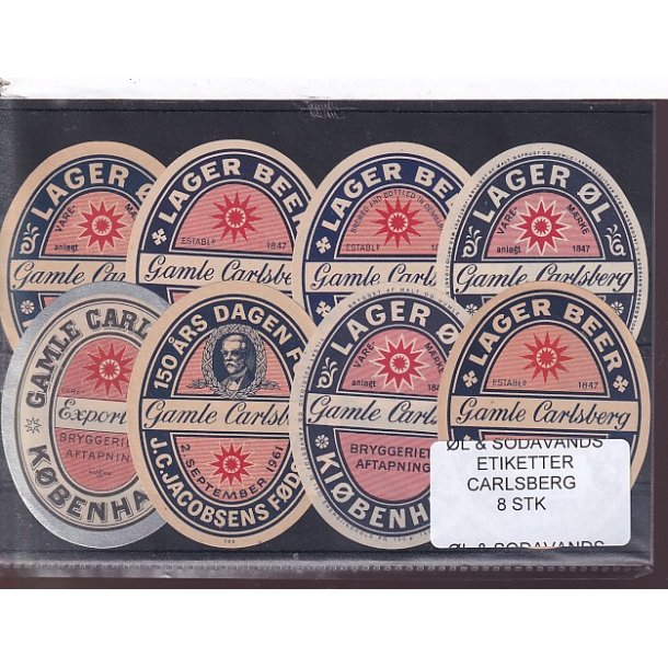 �l og Sodavands Etiketter - Carlsberg - 8 Stk.