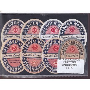 �l og Sodavands Etiketter - Carlsberg - 8 Stk.