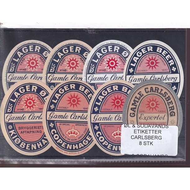 �l og Sodavands Etiketter - Carlsberg - 8 Stk.
