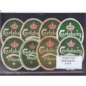 �l og Sodavands Etiketter - Carlsberg - 8 Stk.