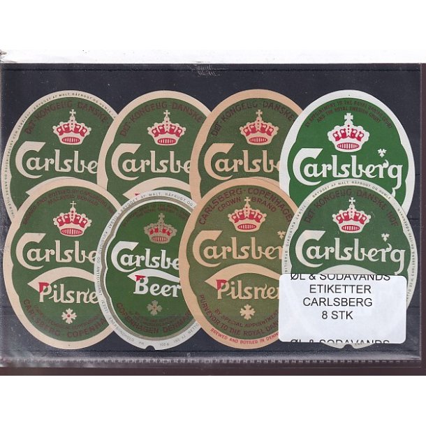�l og Sodavands Etiketter - Carlsberg - 8 Stk.