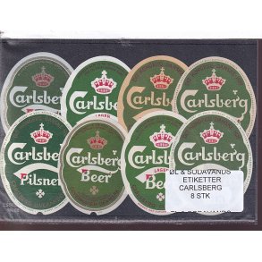 �l og Sodavands Etiketter - Carlsberg - 8 Stk.