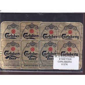 �l og Sodavands Etiketter - Carlsberg - 8 Stk.