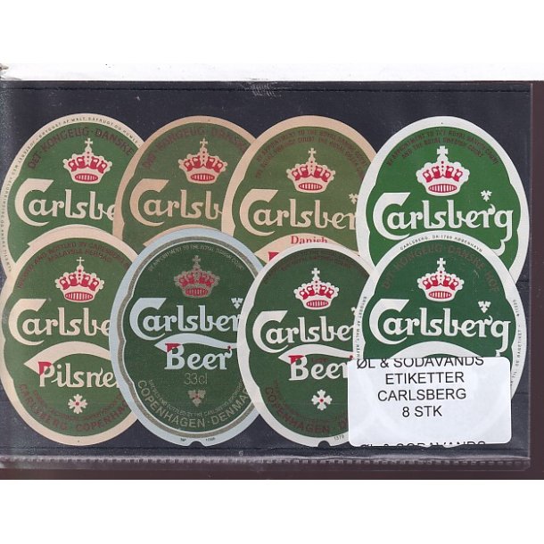 �l og Sodavands Etiketter - Carlsberg - 8 Stk.