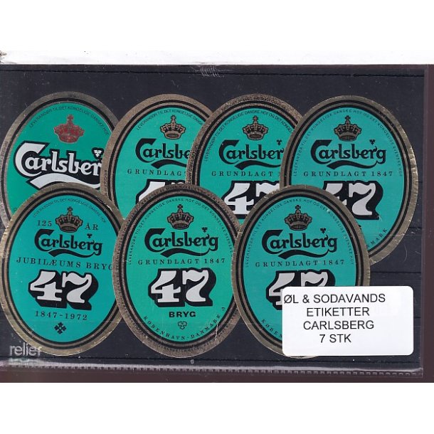 �l og Sodavands Etiketter - Carlsberg - 7 Stk.
