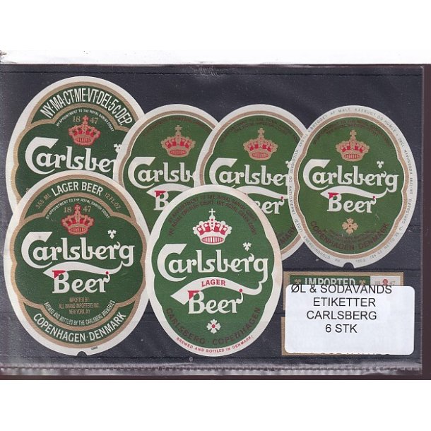 �l og Sodavands Etiketter - Carlsberg - 6 Stk.