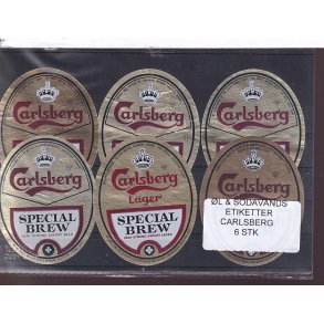 �l og Sodavands Etiketter - Carlsberg - 6 Stk.