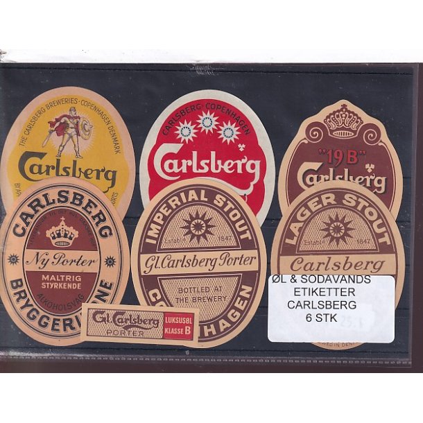 �l og Sodavands Etiketter - Carlsberg - 6 Stk.