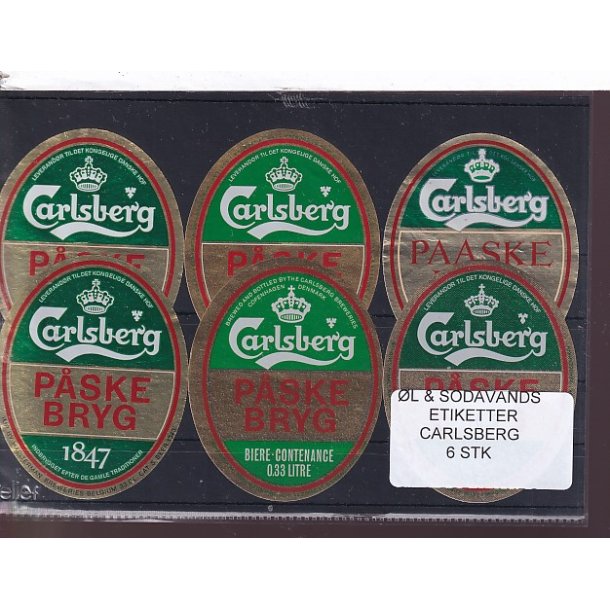 �l og Sodavands Etiketter - Carlsberg - 6 Stk.