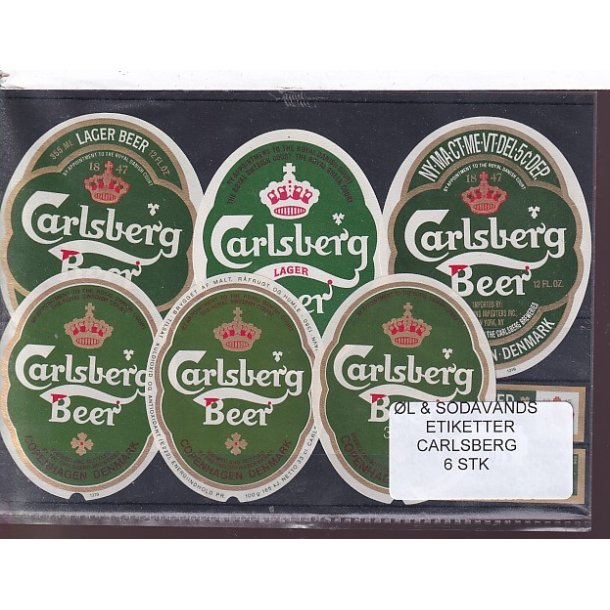 �l og Sodavands Etiketter - Carlsberg - 6 Stk.