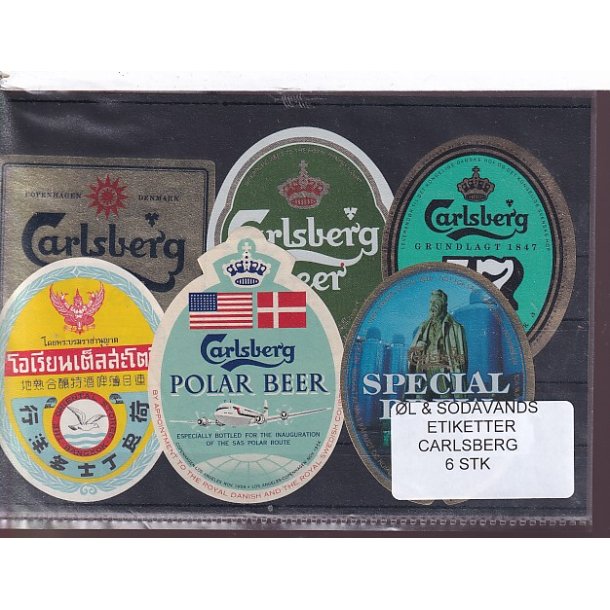 �l og Sodavands Etiketter - Carlsberg - 6 Stk.