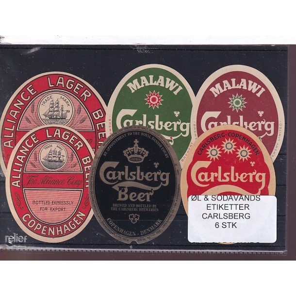 �l og Sodavands Etiketter - Carlsberg - 6 Stk.