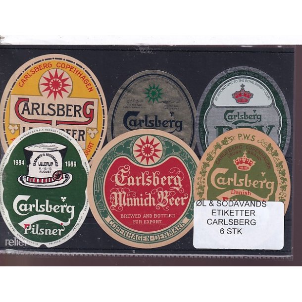 �l og Sodavands Etiketter - Carlsberg - 6 Stk.