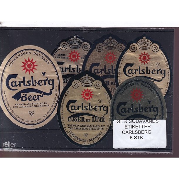 �l og Sodavands Etiketter - Carlsberg - 6 Stk.