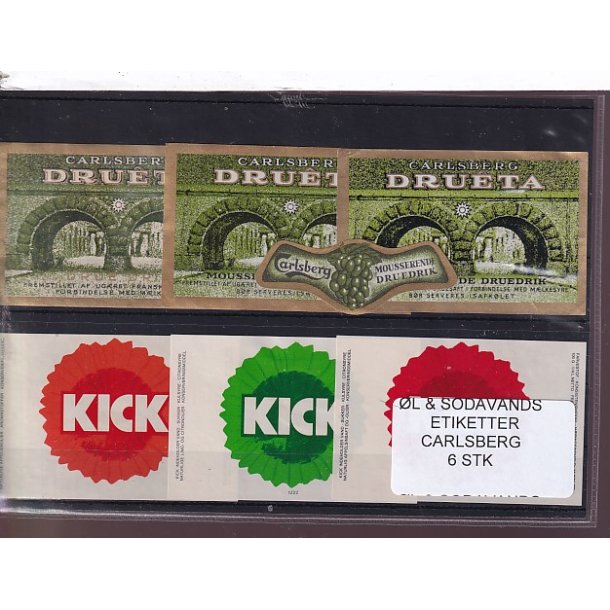 �l og Sodavands Etiketter - Carlsberg - 6 Stk.