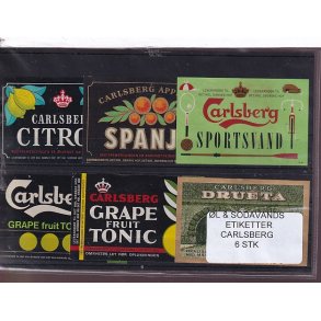 �l og Sodavands Etiketter - Carlsberg - 6 Stk.