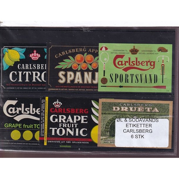 �l og Sodavands Etiketter - Carlsberg - 6 Stk.