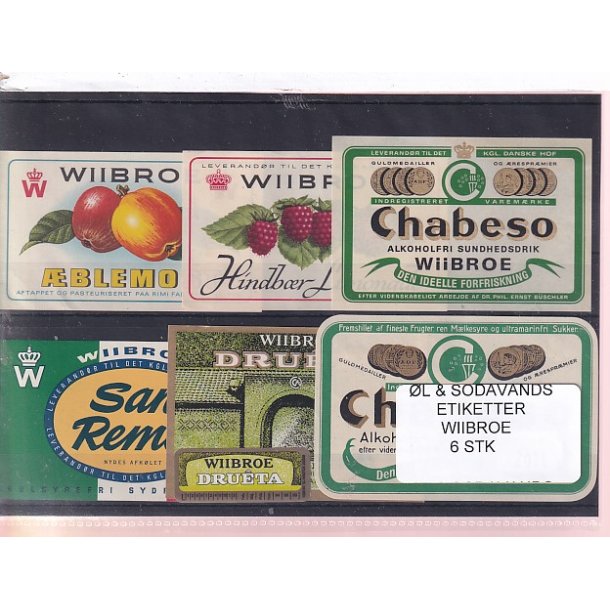 �l og Sodavands Etiketter - Wiibroe - 6 Stk.