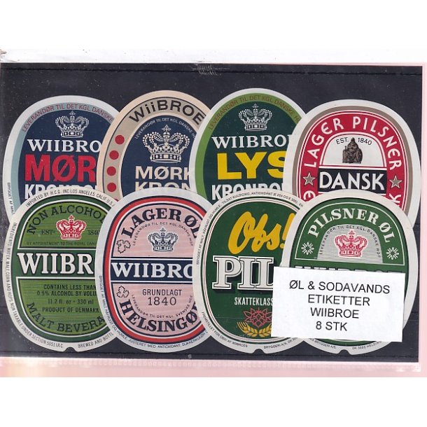 �l og Sodavands Etiketter - Wiibroe - 8 Stk.