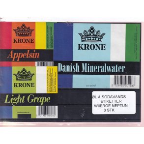 �l og Sodavands Etiketter - Wiibroe Neptun - 3 Stk.