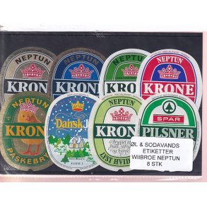 �l og Sodavands Etiketter - Wiibroe Neptun - 8 Stk.