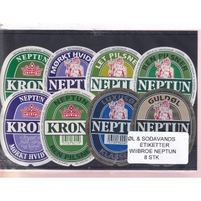 �l og Sodavands Etiketter - Wiibroe Neptun - 8 Stk.