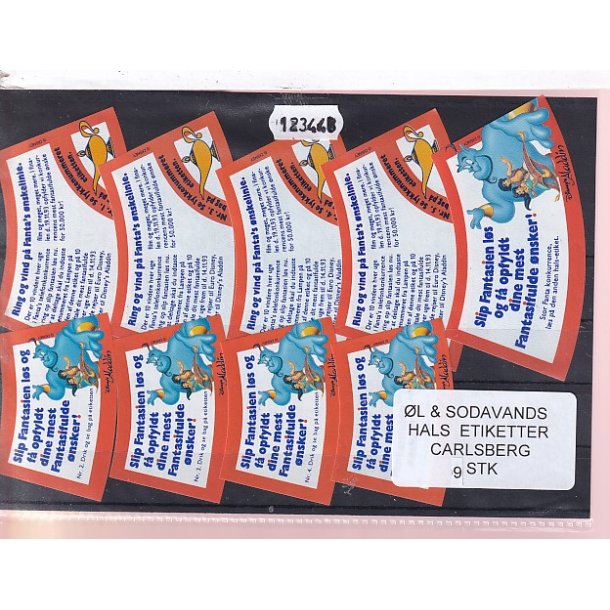 �l og Sodavands Hals Etiketter - Carlsberg - 9 Stk.