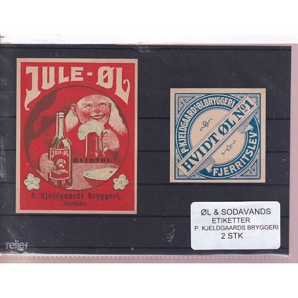�l og Sodavands Etiketter - P. Kjeldgaards Bryggeri  - 2 Stk.