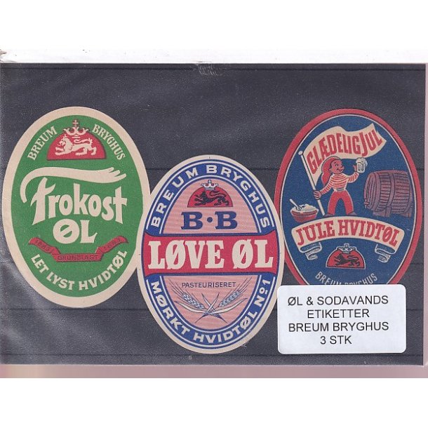 �l og Sodavands Etiketter - Breum Bryghus - 3 Stk.