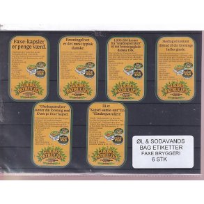 �l og Sodavands Bag Etiketter - Faxe Bryggeri - 6 Stk.