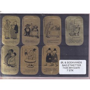 �l og Sodavands Bag Etiketter - Faxe Bryggeri - 7 Stk.