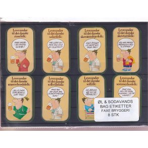 �l og Sodavands Bag Etiketter - Faxe Bryggeri - 8 Stk.