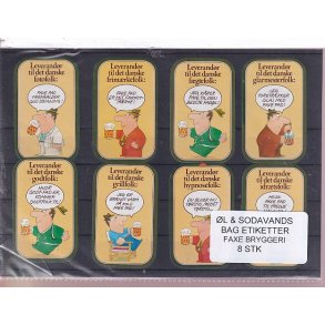 �l og Sodavands Bag Etiketter - Faxe Bryggeri - 8 Stk.