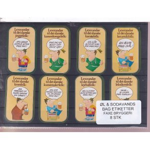 �l og Sodavands Bag Etiketter - Faxe Bryggeri - 8 Stk.