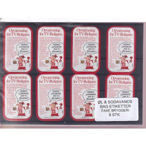 �l og Sodavands Bag Etiketter - Faxe Bryggeri - 8 Stk.
