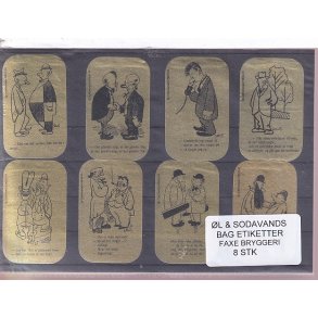 �l og Sodavands Bag Etiketter - Faxe Bryggeri - 8 Stk.
