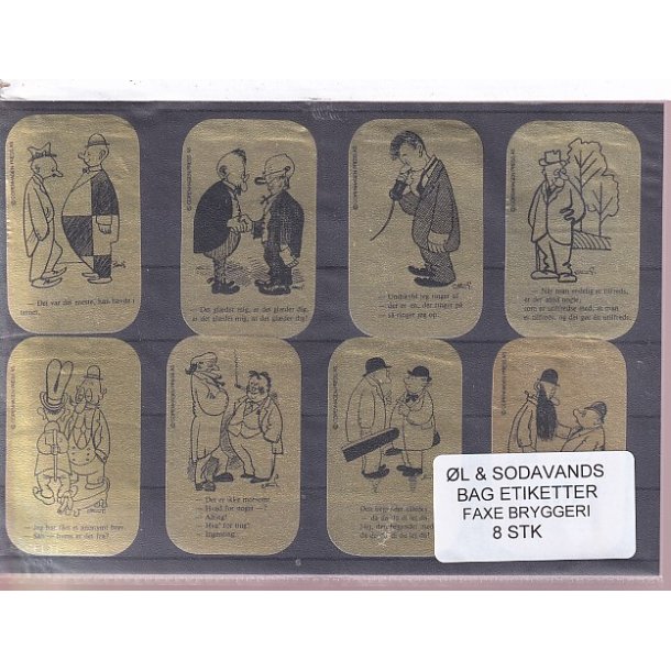 �l og Sodavands Bag Etiketter - Faxe Bryggeri - 8 Stk.