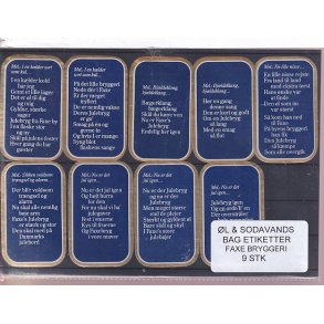 �l og Sodavands Bag Etiketter - Faxe Bryggeri - 9 Stk.