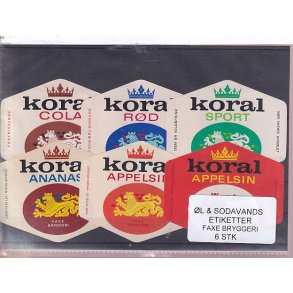 �l og Sodavands Etiketter - Faxe Bryggeri - 6 Stk.