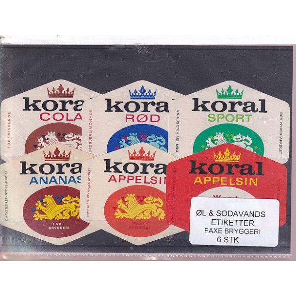 �l og Sodavands Etiketter - Faxe Bryggeri - 6 Stk.