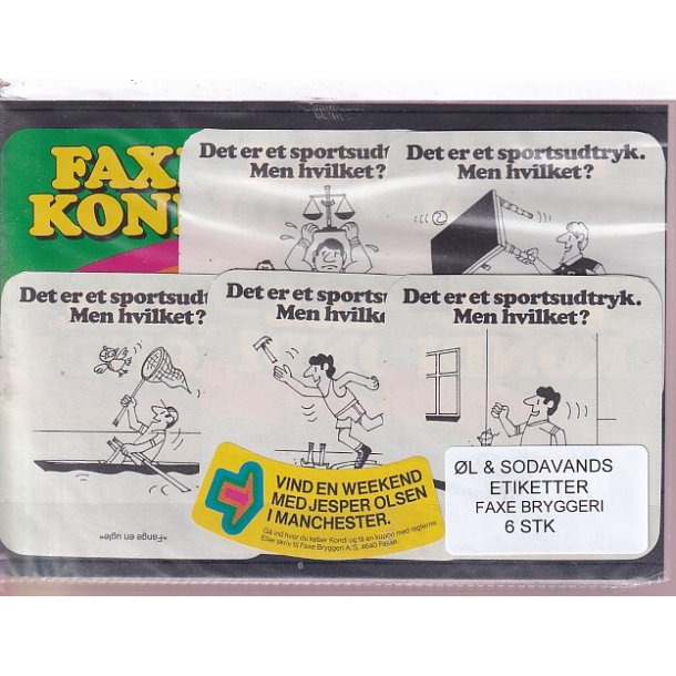 �l og Sodavands Etiketter - Faxe Bryggeri - 6 Stk.
