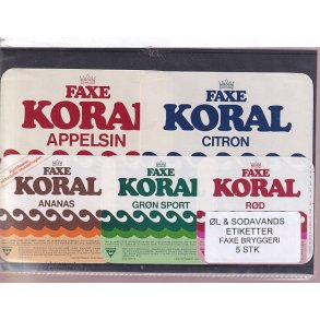 �l og Sodavands Etiketter - Faxe Bryggeri - 5 Stk.