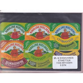 �l og Sodavands Etiketter - Faxe Bryggeri - 5 Stk.