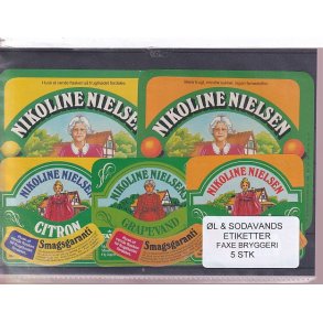 �l og Sodavands Etiketter - Faxe Bryggeri - 5 Stk.